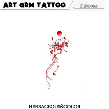 Temporary tattoo of red shore flower/2-pack