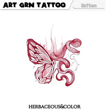 Temporary tattoos of snakes and butterflies