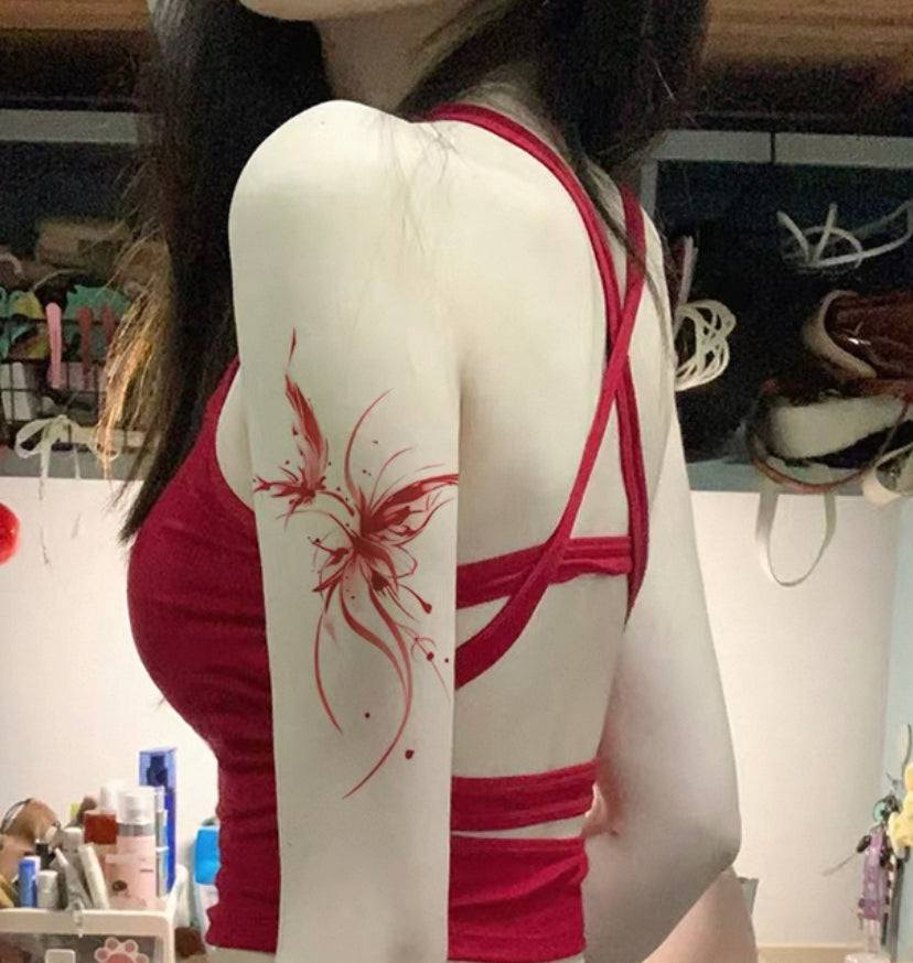 Temporary Red Butterfly Tattoo