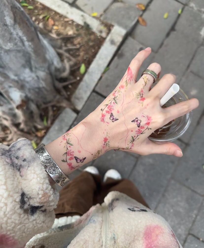 Butterfly Peach Blossom Tattoo Stickers