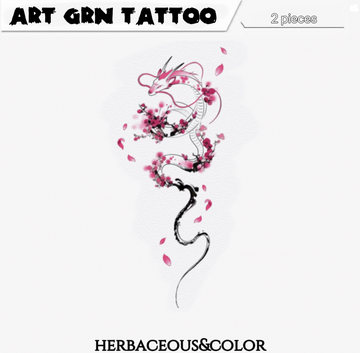 Peach Blossom Dragon Tattoo Stickers