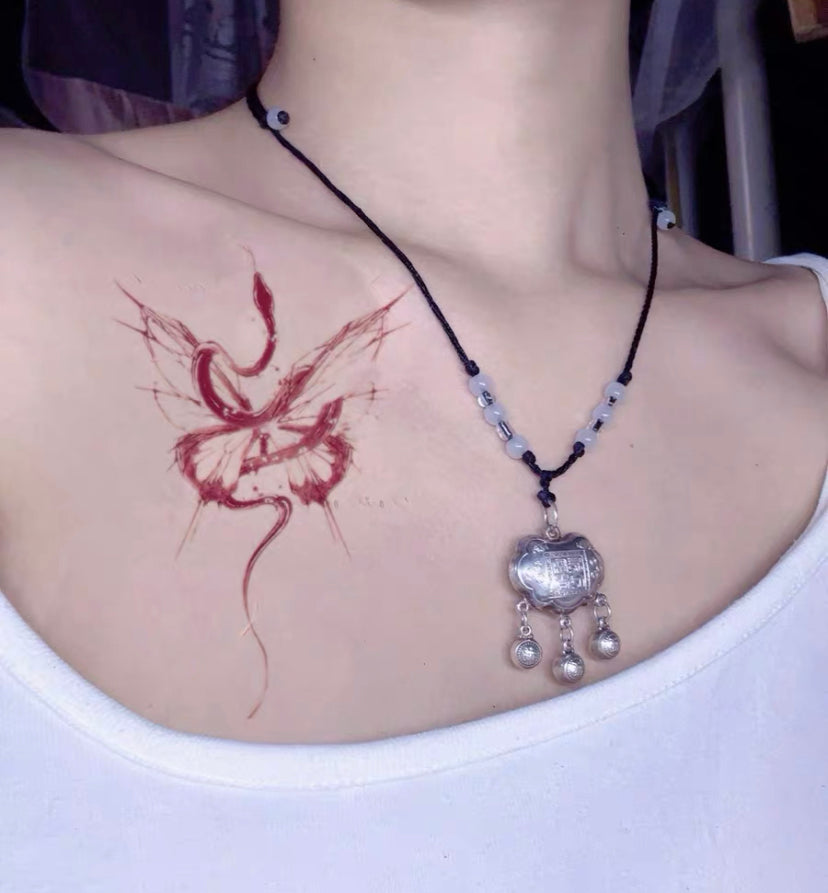 Butterfly Dance Snake Shadow Temporary Tattoo