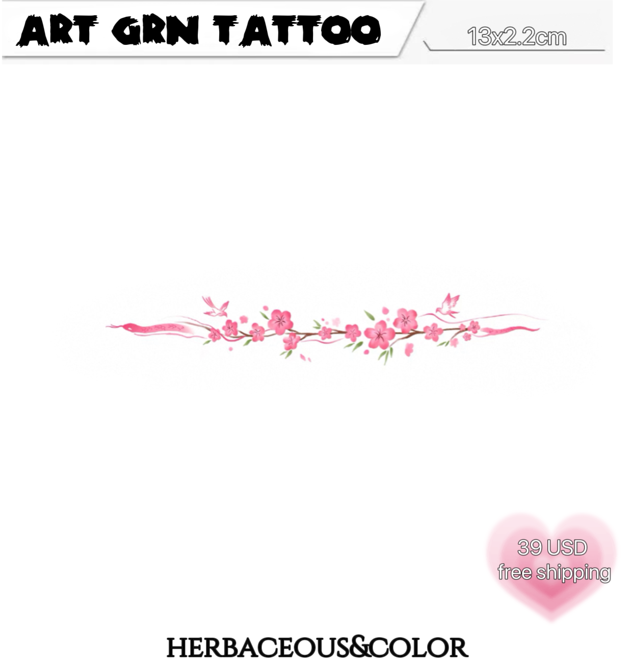 Arm ring peach blossom tattoo sticker