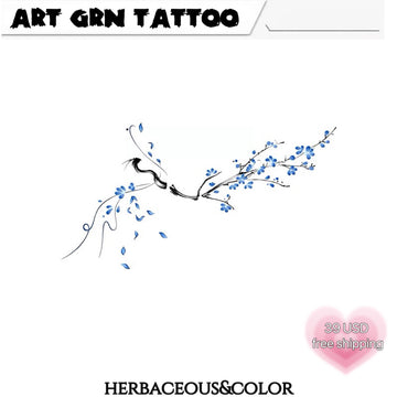 Blue Plum Blossom Tattoo Patch