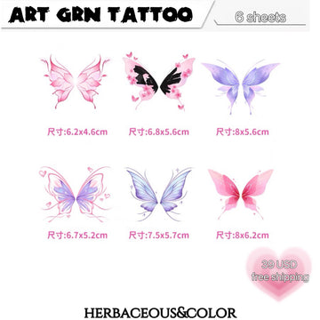 6 butterfly tattoo stickers