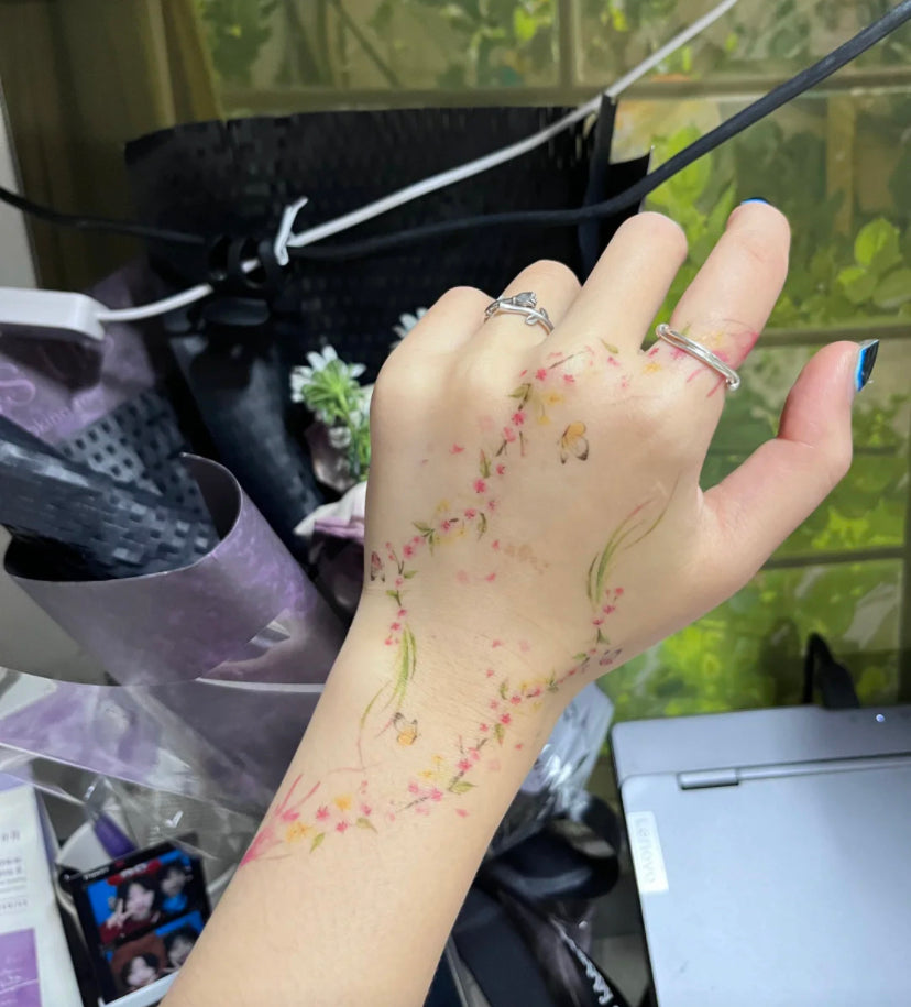 Flower wrapped tattoo sticker