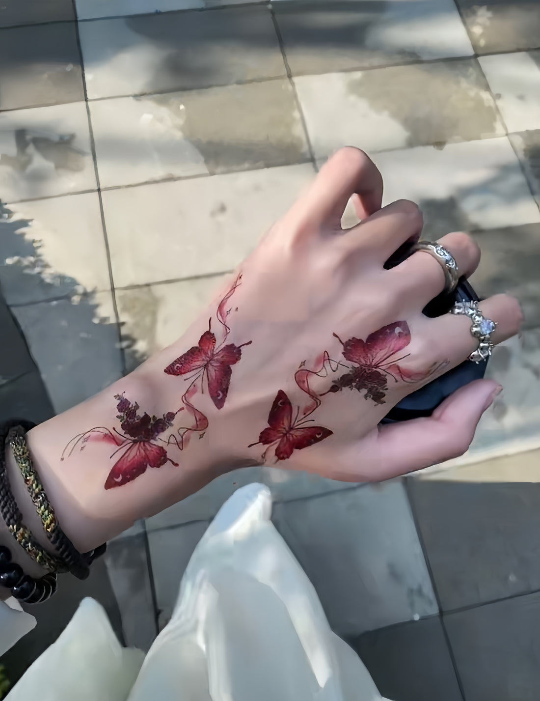 Butterfly Flower Temporary Tattoo