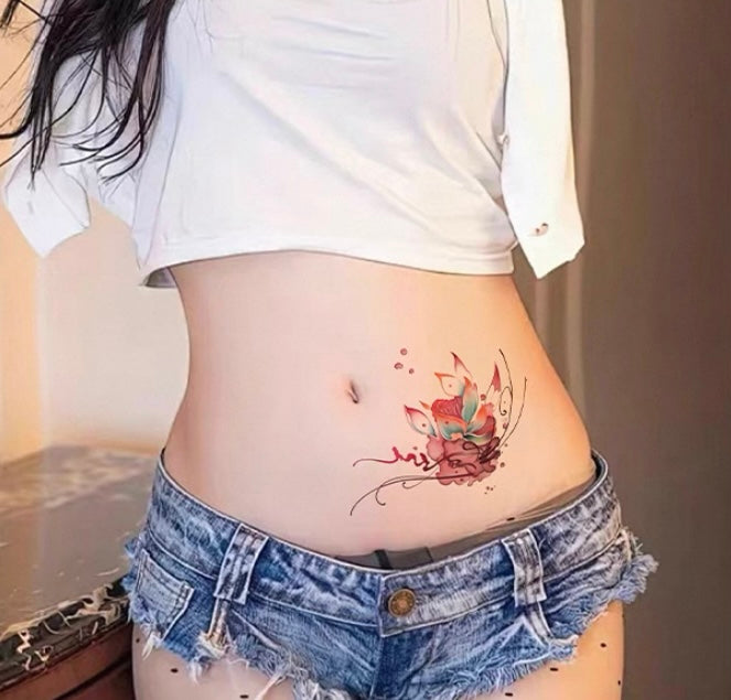 Lotus Butterfly Tattoo Stickers