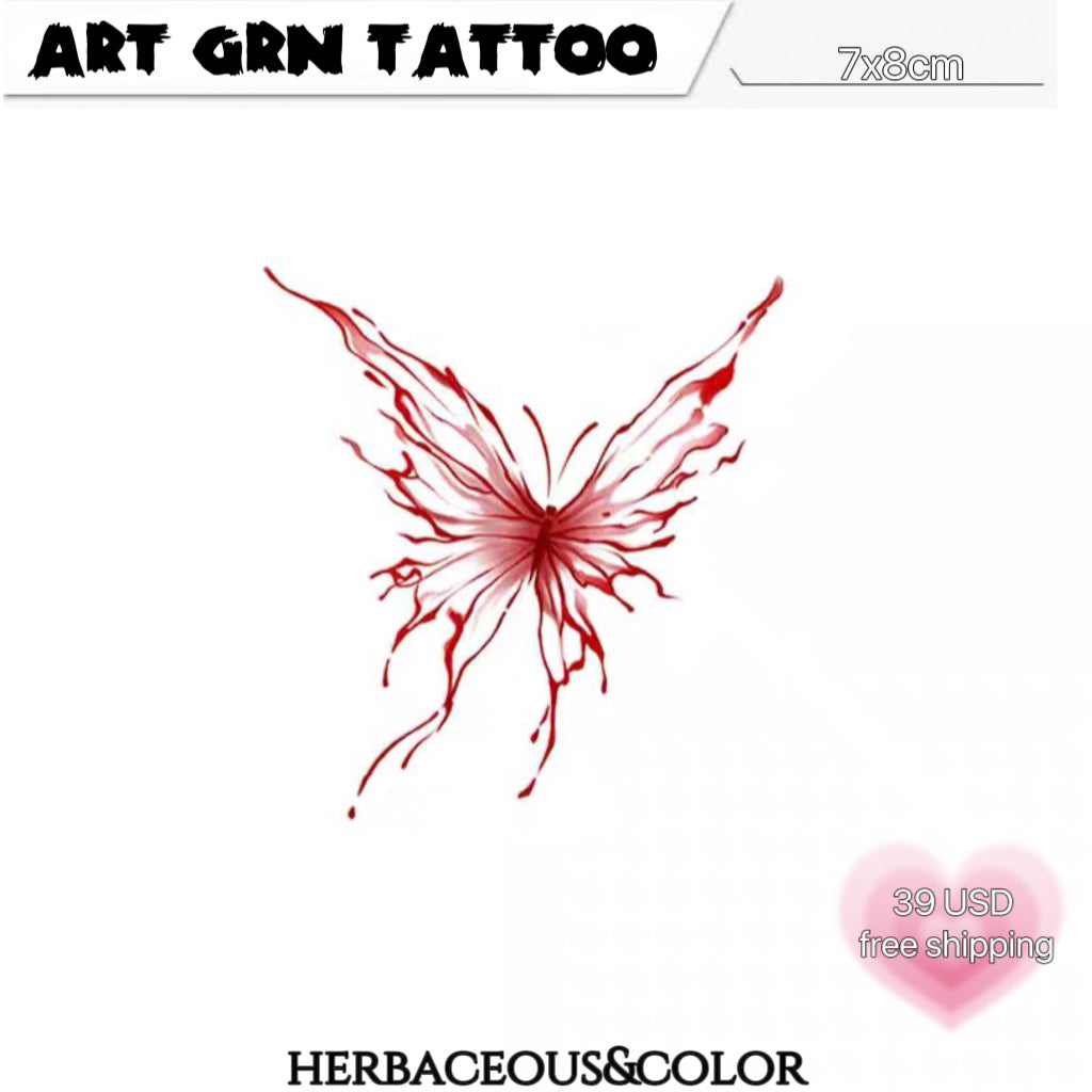 Red butterfly tattoo sticker