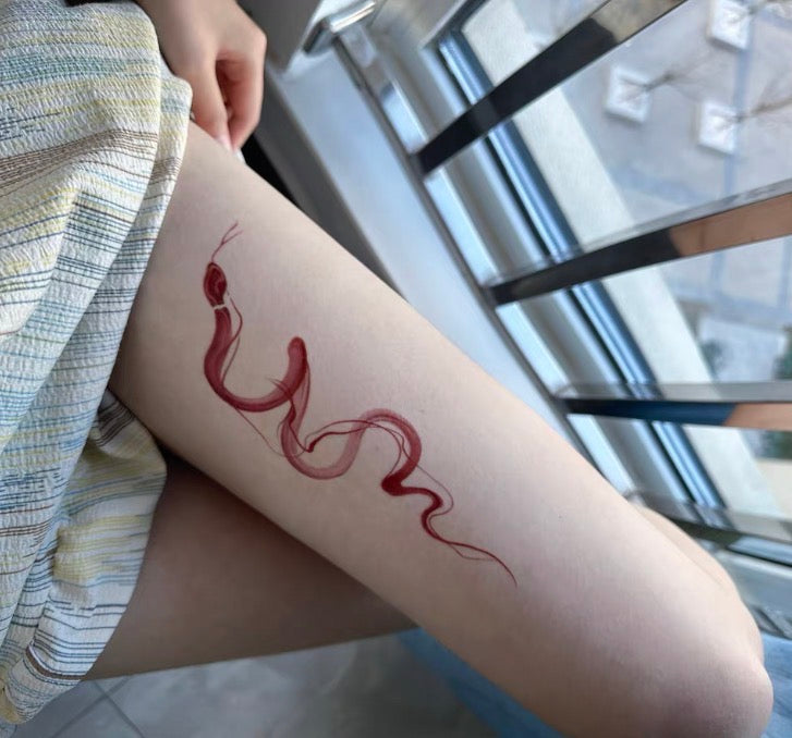 Red snake tattoo sticker