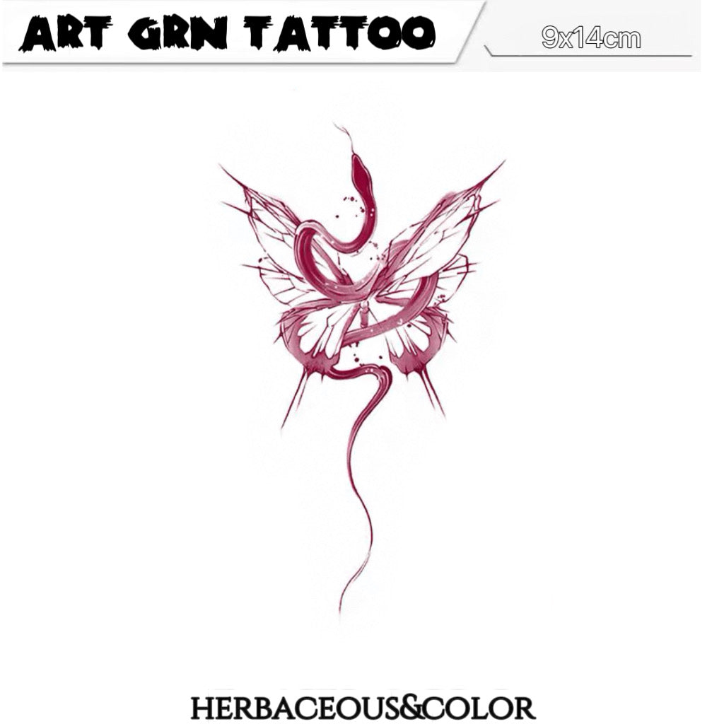 Butterfly Dance Snake Shadow Temporary Tattoo